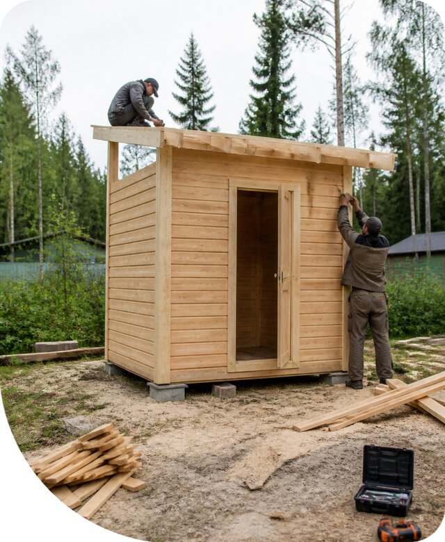 Строительство туалета с душем под ключ на участке в Каменске-Уральском